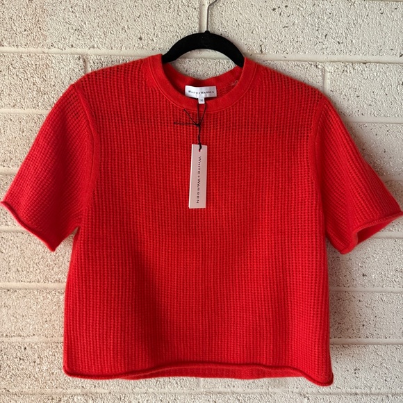 White + Warren Sweaters - White + Warren Cashmere Waffle Mesh Tee Top Sweater XS